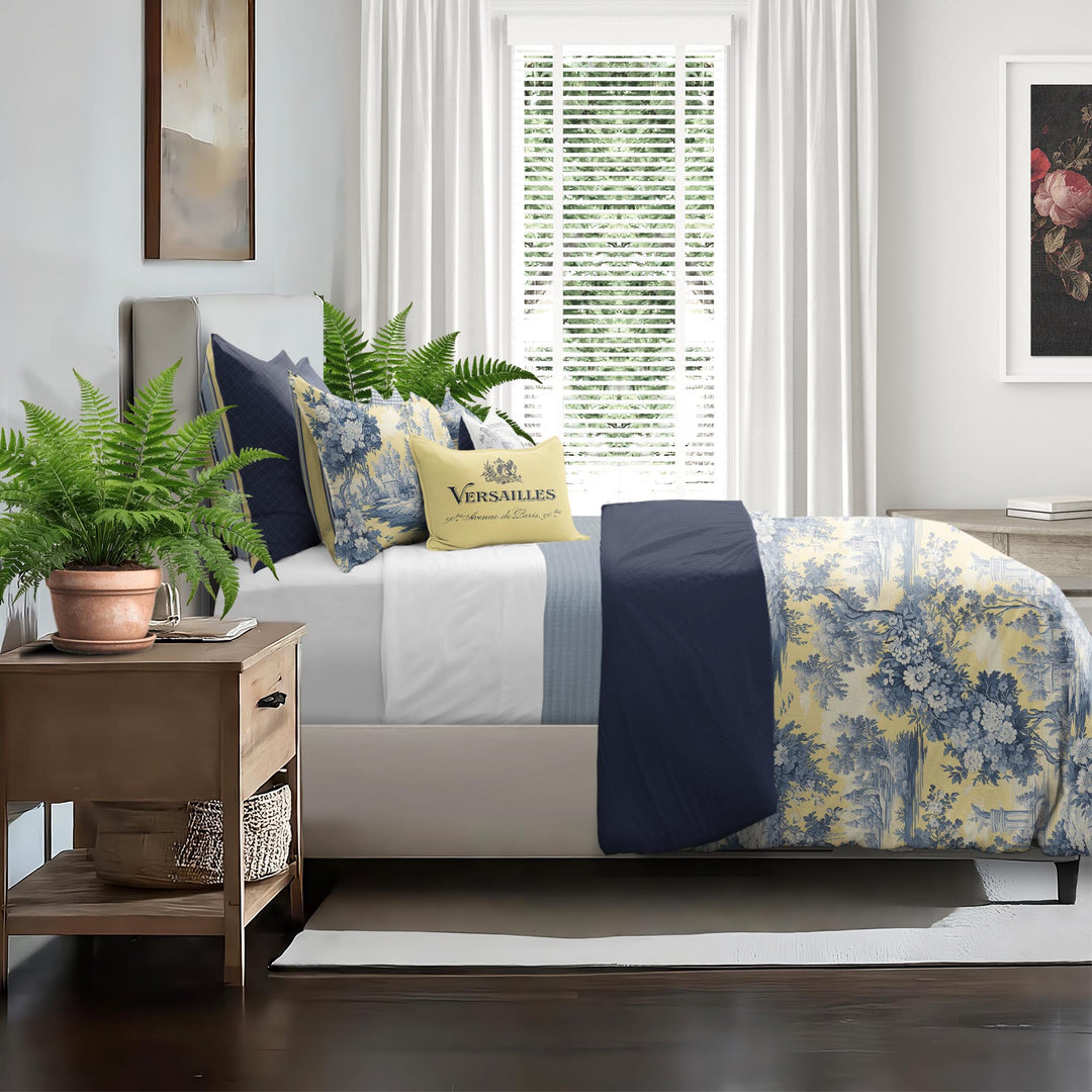 Giverny Toile Butter Yellow 8 Piece Comforter Set Comforter Sets By Colcha Linens