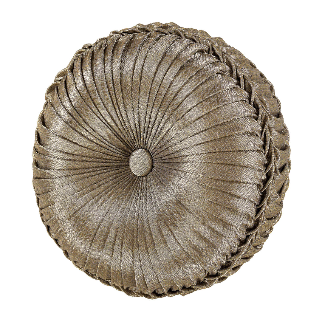 Glimmerstone Gold Tufted Round Decorative Throw Pillow 15" x 15" Throw Pillows By J. Queen New York