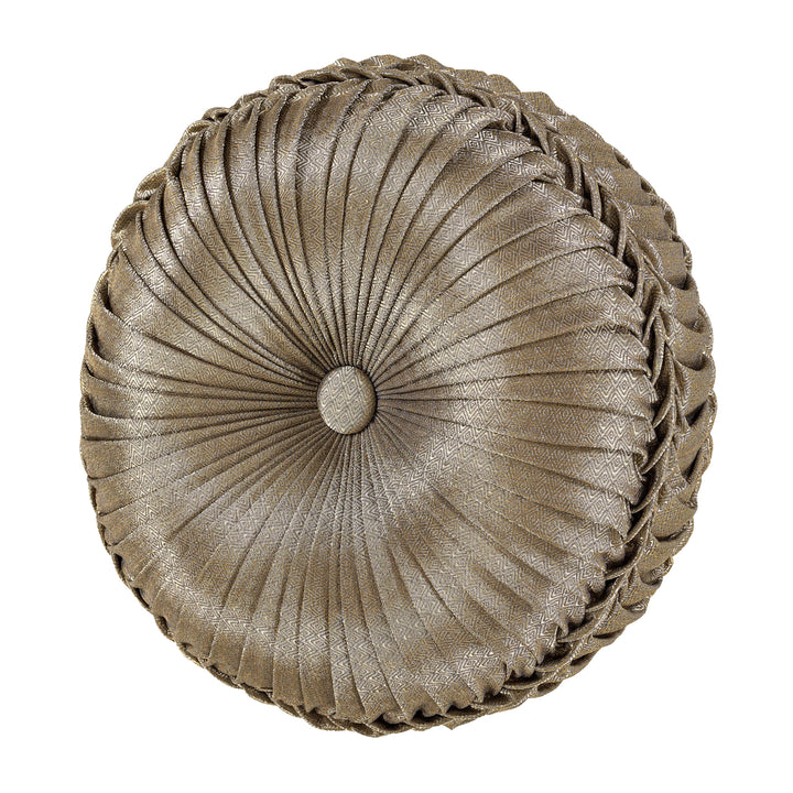 Glimmerstone Gold Tufted Round Decorative Throw Pillow 15" x 15" Throw Pillows By J. Queen New York