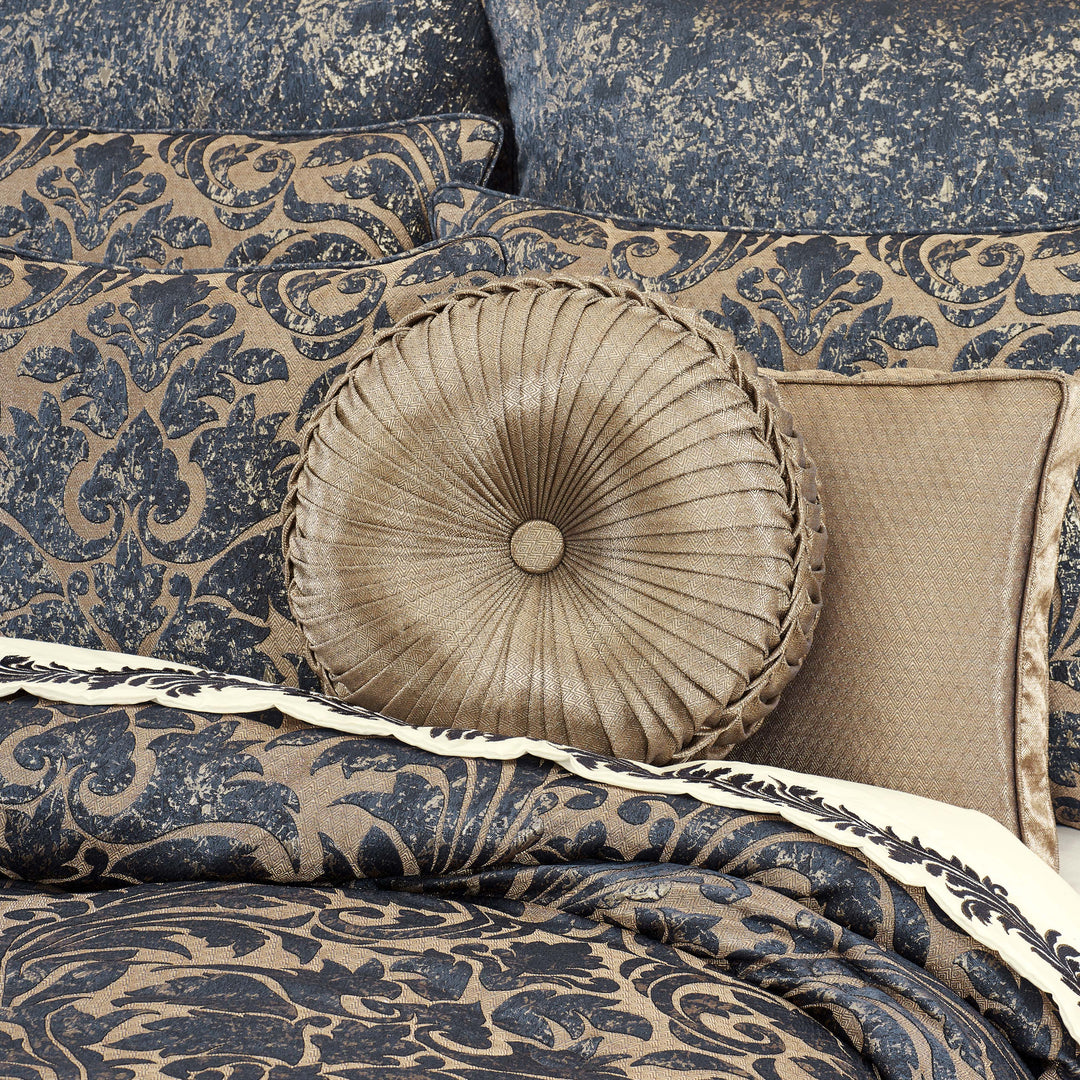 Glimmerstone Gold Tufted Round Decorative Throw Pillow 15" x 15" Throw Pillows By J. Queen New York