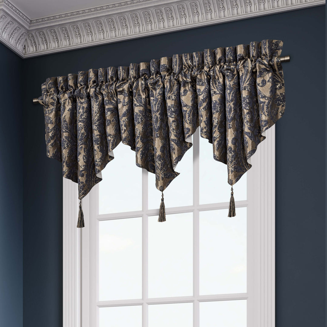 Glimmerstone Indigo Ascot Window Valance Window Valances By J. Queen New York