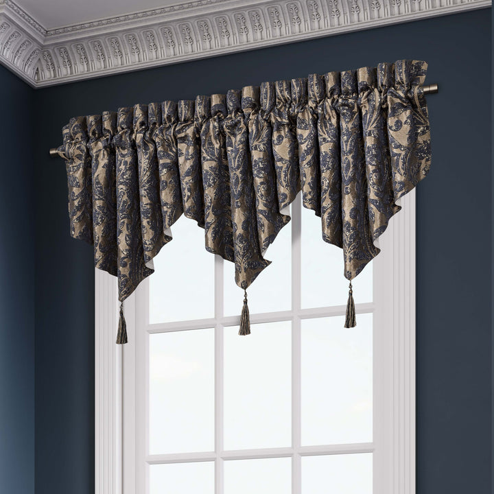 Glimmerstone Indigo Ascot Window Valance Window Valances By J. Queen New York