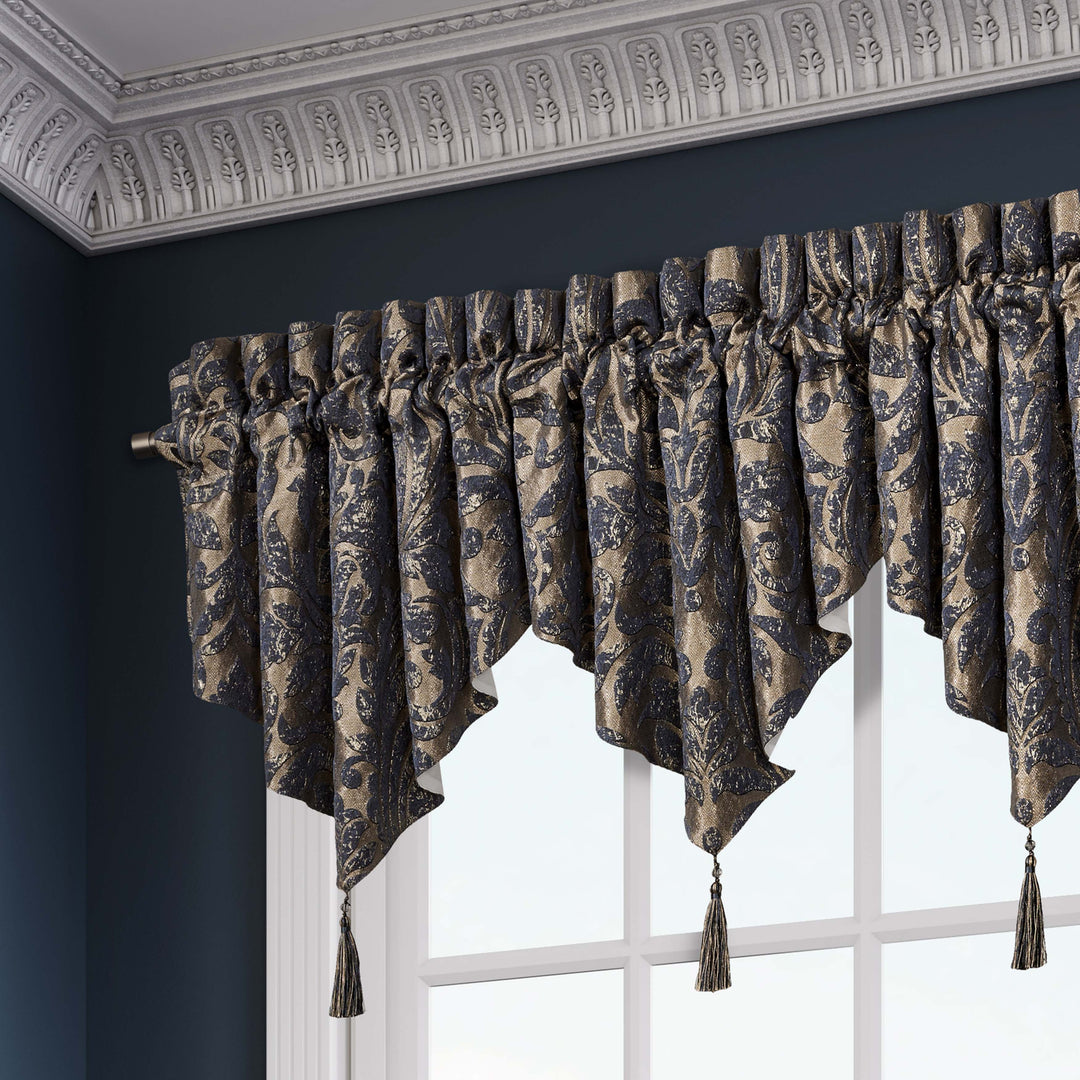 Glimmerstone Indigo Ascot Window Valance Window Valances By J. Queen New York