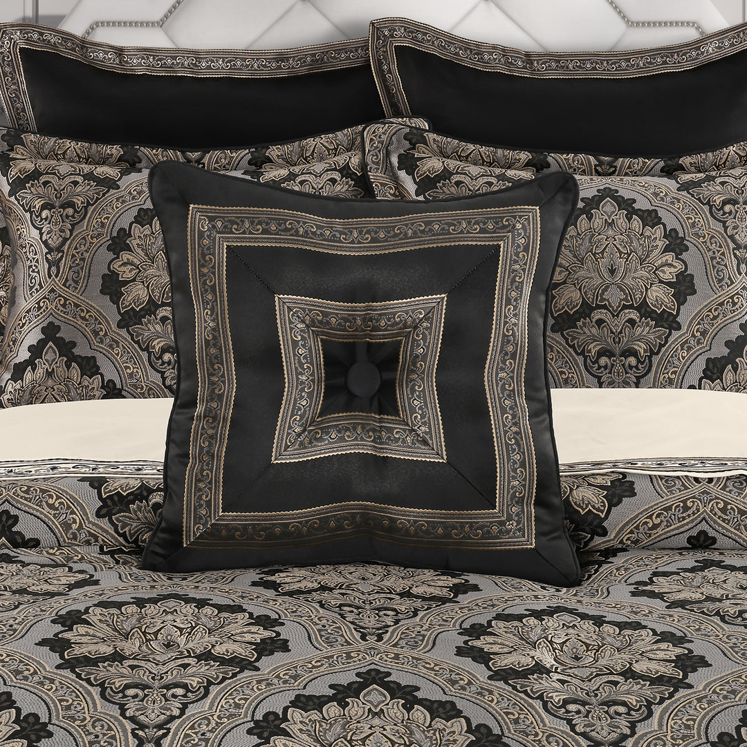 Harriman Black Square Decorative Throw Pillow 18" x 18"