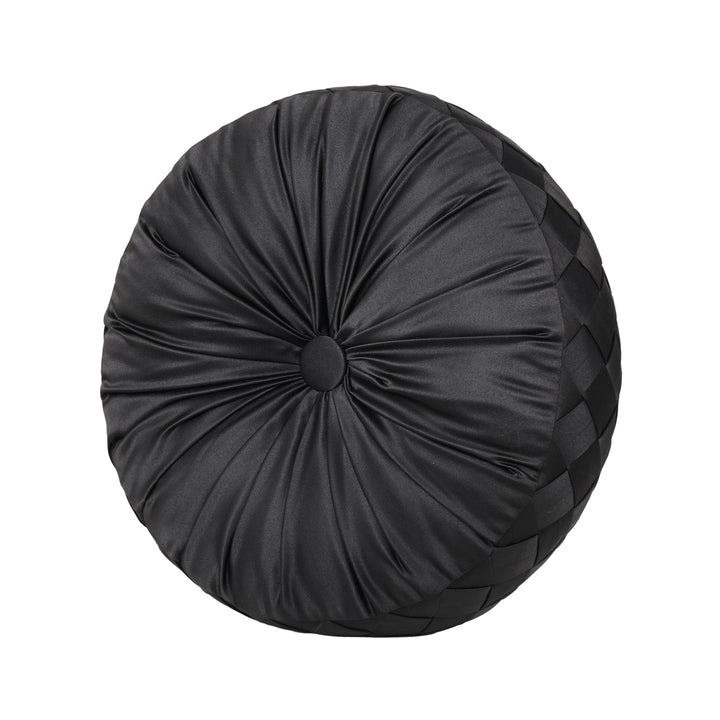 Harriman Black Tufted Round Decorative Throw Pillow 15" x 15"