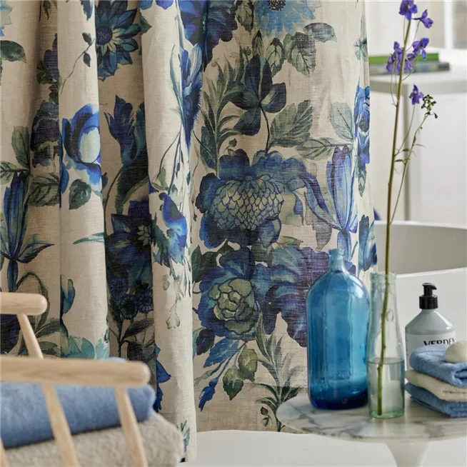 Hirigana Indigo Shower Curtain Shower Curtain By Designers Guild