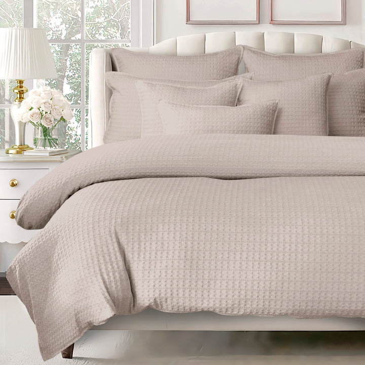 Honeycomb Waffle Natural 8 Piece Duvet Cover Set Duvet Covers By Colcha Linens