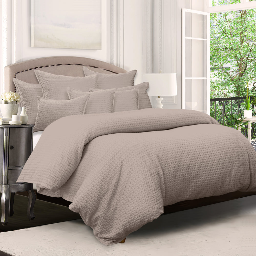 Honeycomb Waffle Natural 8 Piece Comforter Set Comforter Sets By Colcha Linens