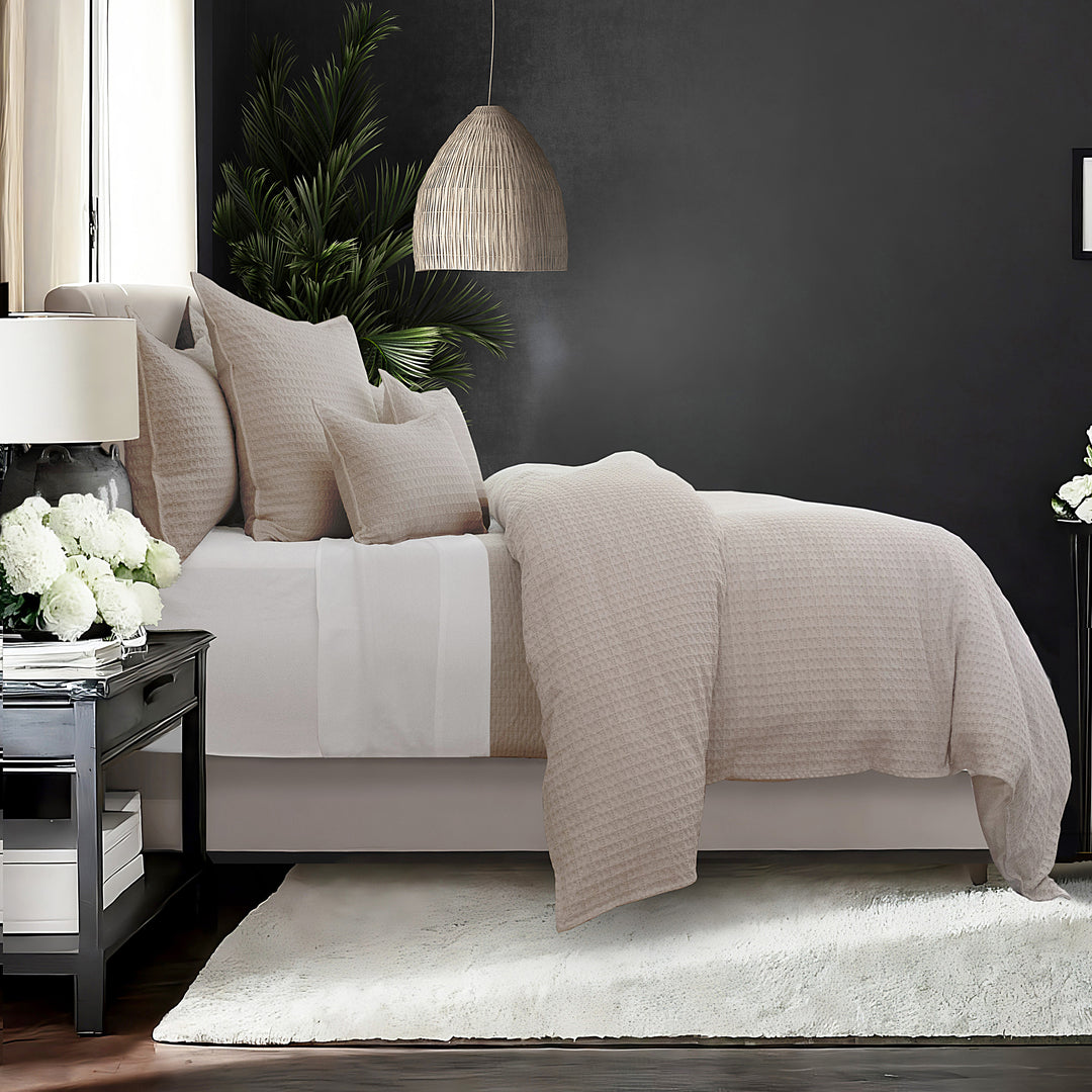 Honeycomb Waffle Natural 8 Piece Duvet Cover Set Duvet Covers By Colcha Linens