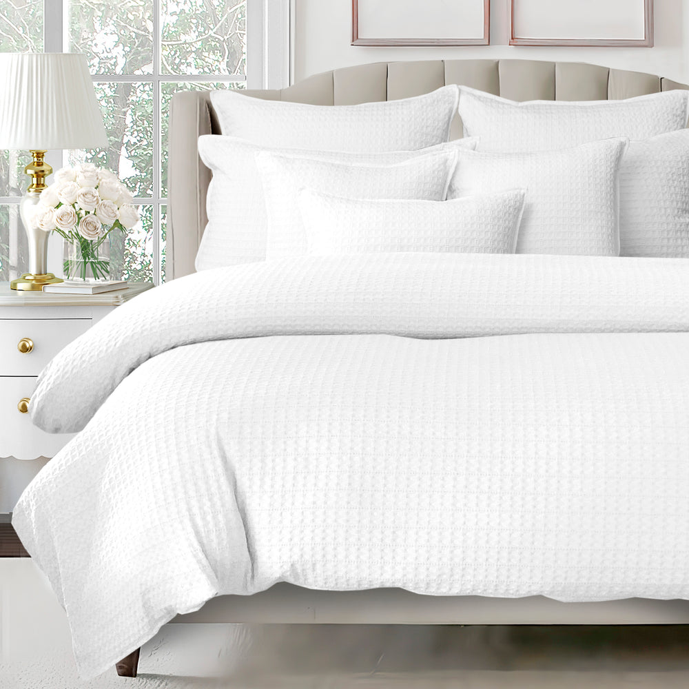 Honeycomb Waffle White 8 Piece Duvet Cover Set Duvet Covers By Colcha Linens