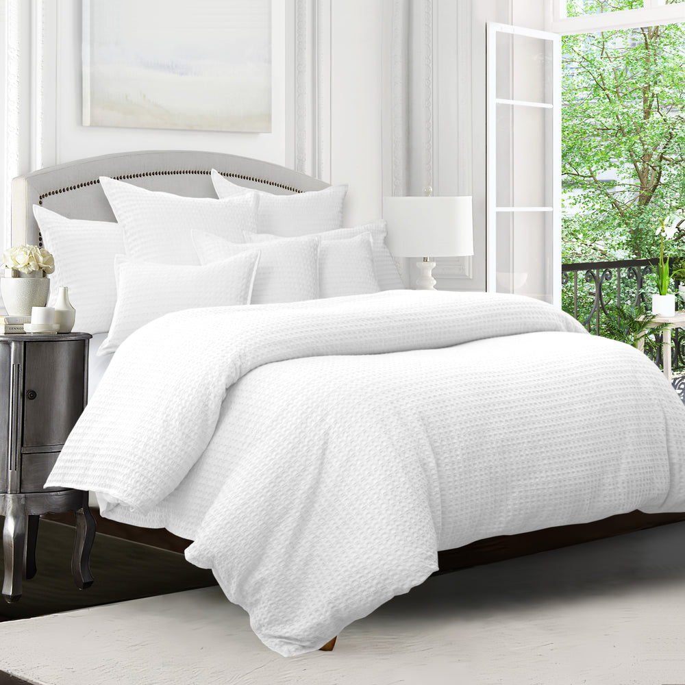Honeycomb Waffle White 8 Piece Coverlet Set Coverlet By Colcha Linens