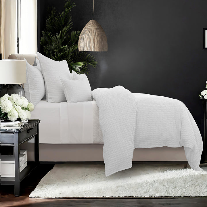 Honeycomb Waffle White 8 Piece Duvet Cover Set Duvet Covers By Colcha Linens