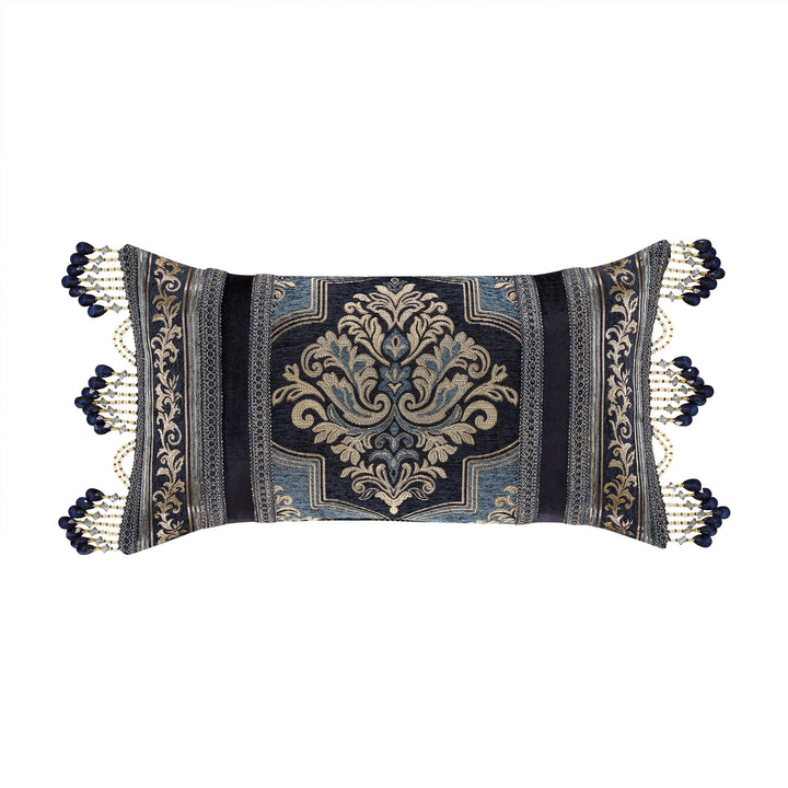 Middlebury Indigo Boudoir Decorative Throw Pillow 27" x 15" By J Queen Throw Pillows By J. Queen New York