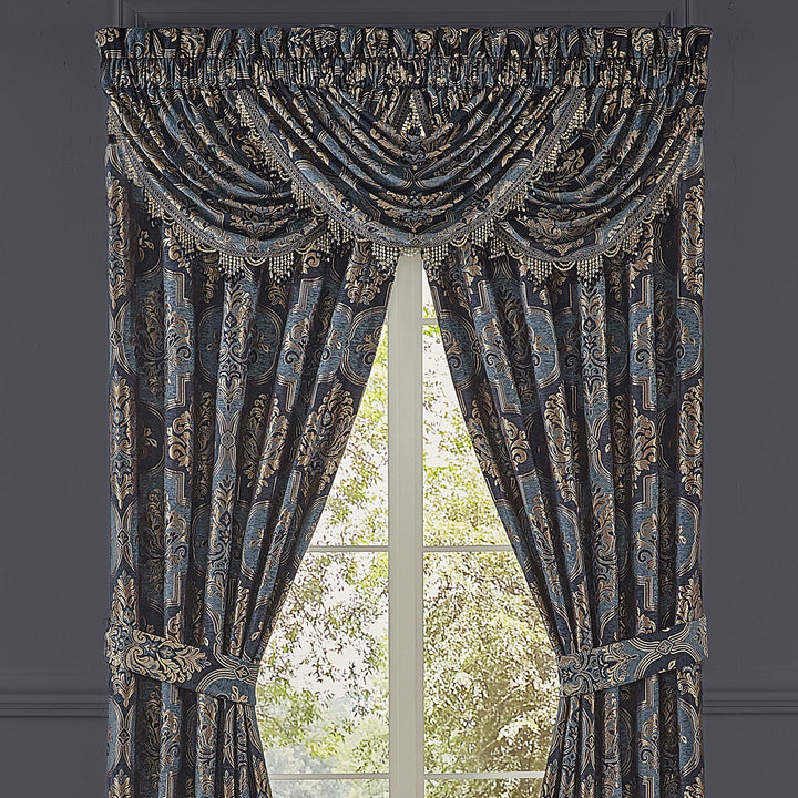 Middlebury Indigo Waterfall Window Valance By J Queen Window Valances By J. Queen New York