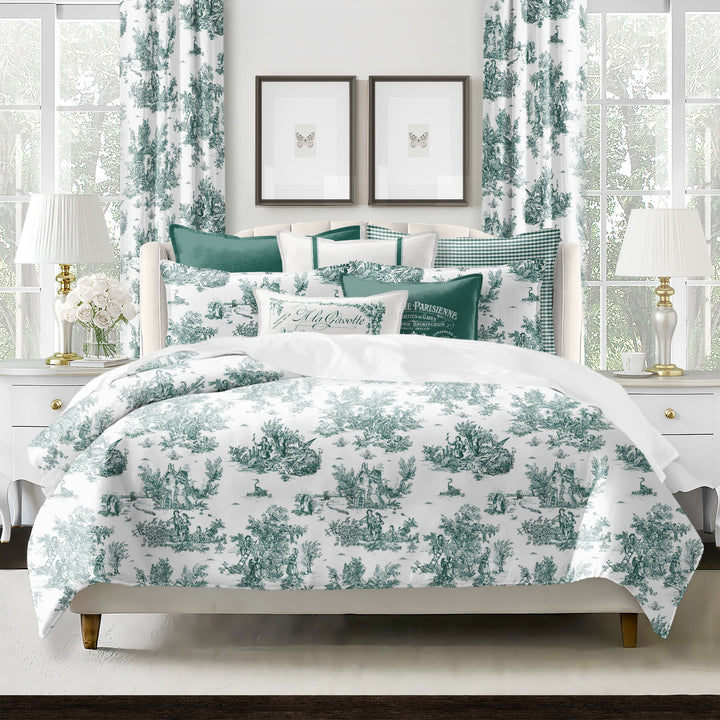 Jardin Du Jouy Toile Evergreen 8 Piece Duvet Cover Set Duvet Covers By Colcha Linens