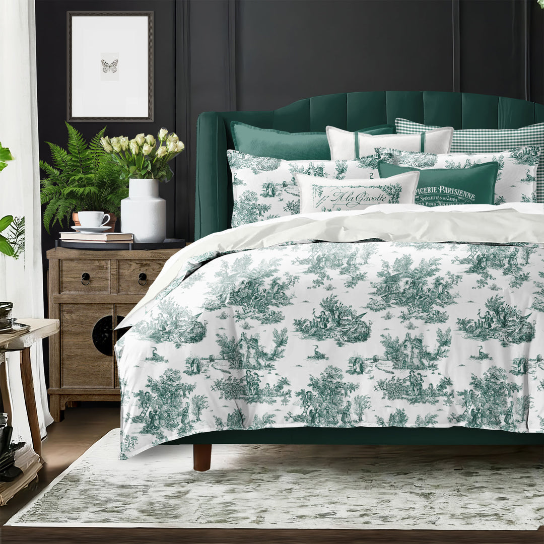 Jardin Du Jouy Toile Evergreen 8 Piece Comforter Set Comforter Sets By Colcha Linens