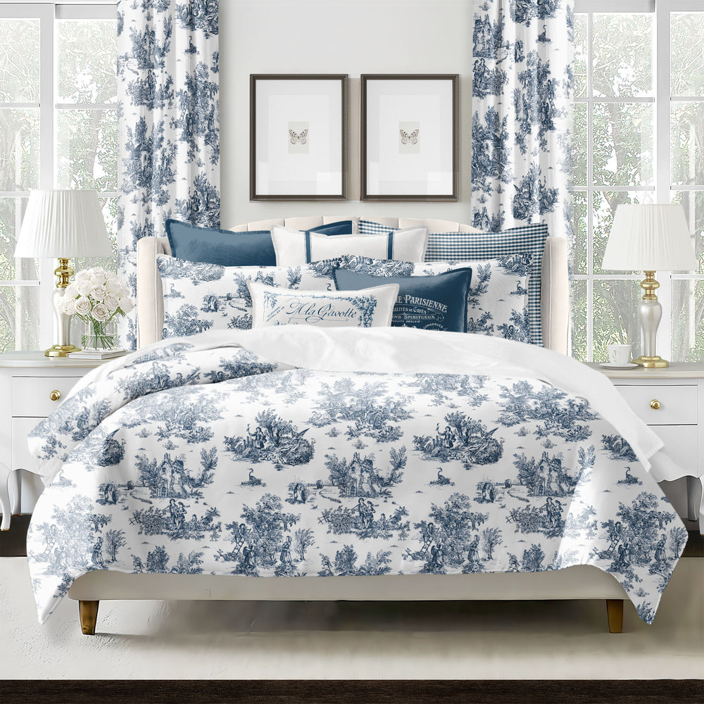 Jardin Du Jouy Toile Indigo 8 Piece Duvet Cover Set Duvet Covers By Colcha Linens