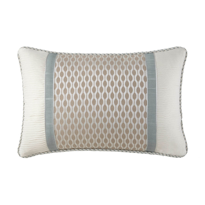 Jonet Cream/Aqua Oblong Decorative Throw Pillow 18" x 12" Throw Pillows By Waterford