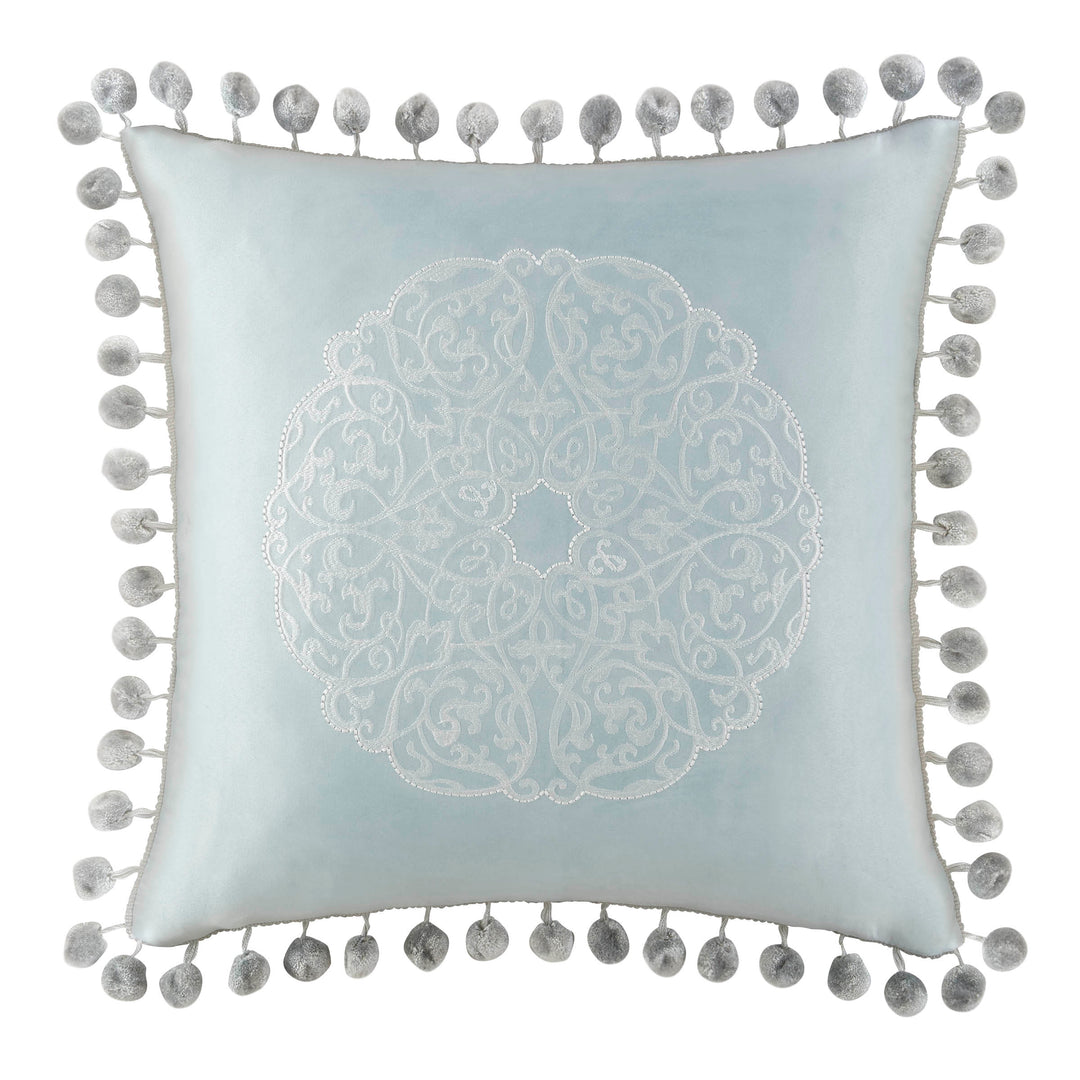 Jonet Cream/Aqua Square Decorative Throw Pillow 16" x 16" Throw Pillows By Waterford