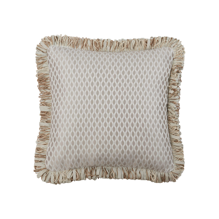 Jonet Cream/Aqua Square Decorative Throw Pillow 18" x 18" Throw Pillows By Waterford