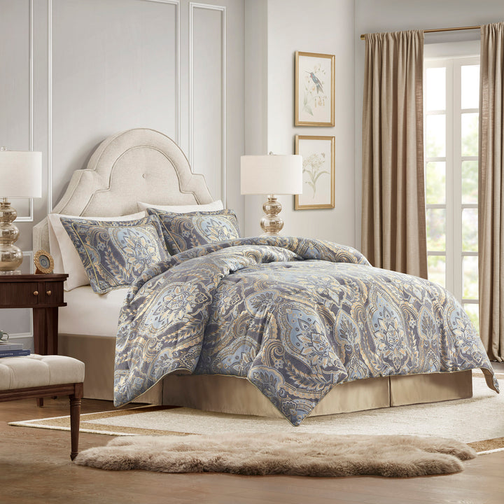 Julius Blue/Grey 4 Piece Comforter Set Comforter Sets By Croscill Home LLC