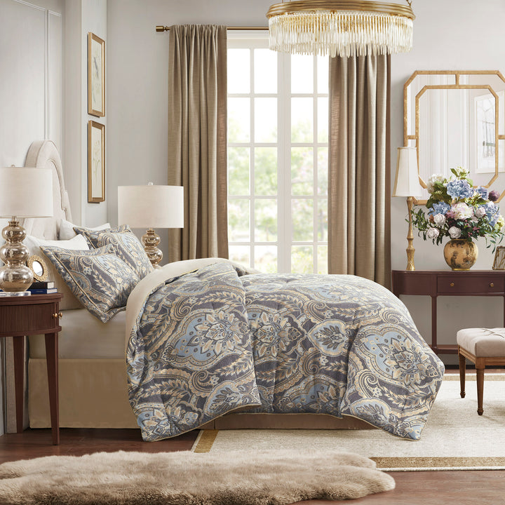 Julius Blue/Grey 4 Piece Comforter Set Comforter Sets By Croscill Home LLC