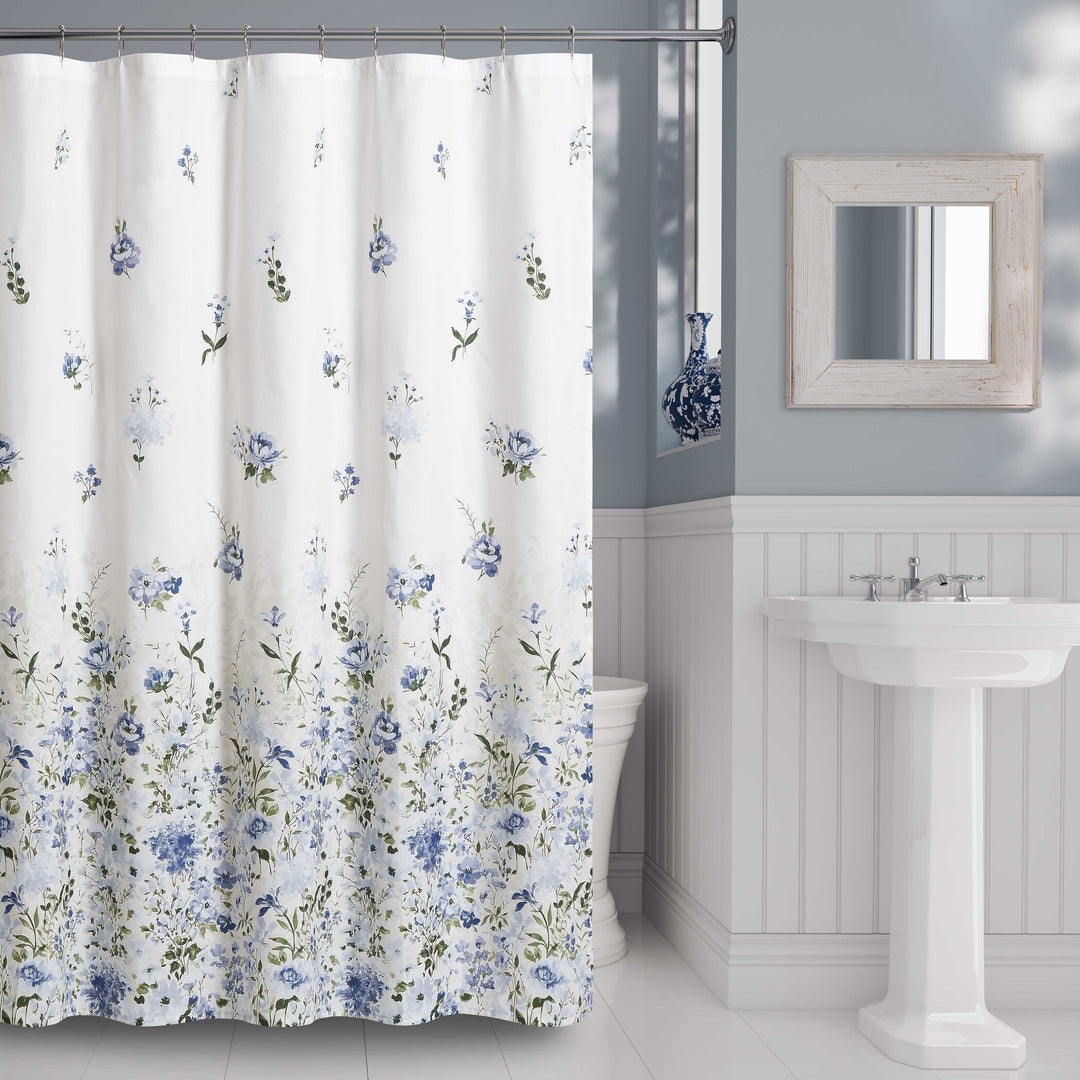 Kourtney Blue Shower Curtain Shower Curtain By J. Queen New York