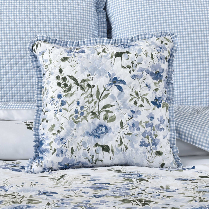 Kourtney Blue Square Decorative Throw Pillow 16" x 16" Throw Pillows By J. Queen New York