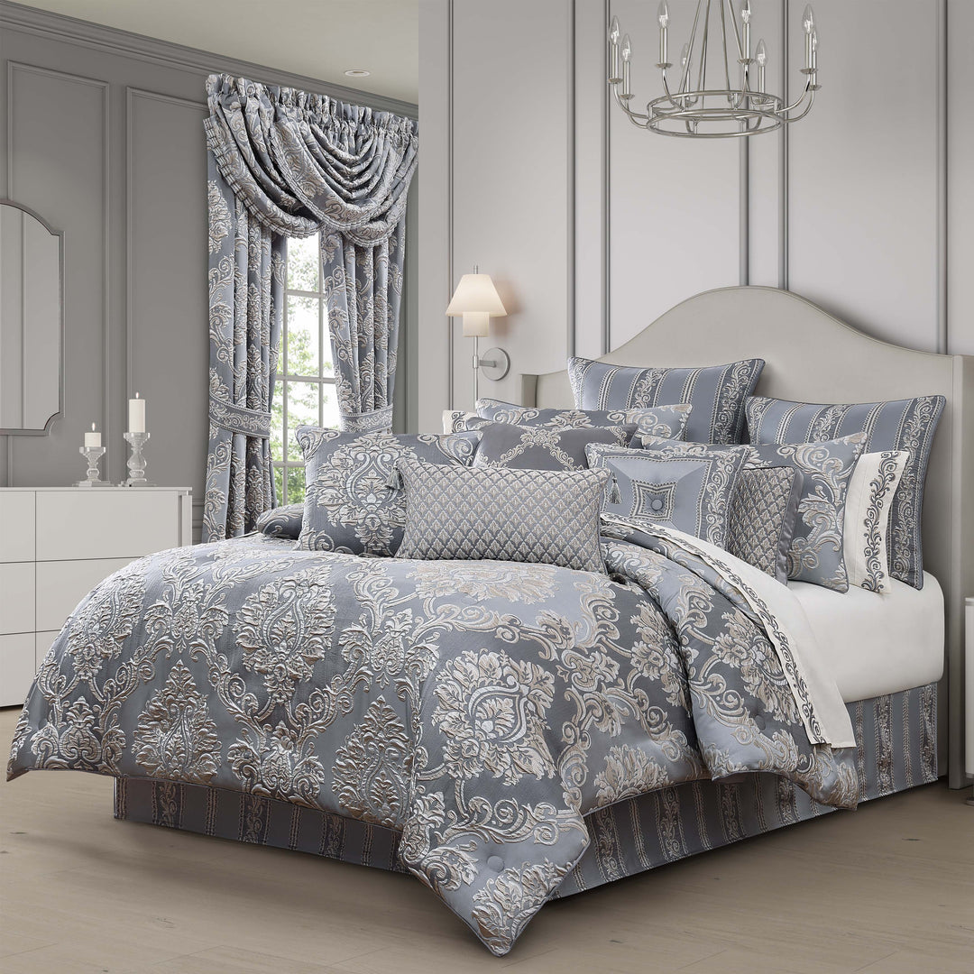 Krista Powder Blue 4 Piece Comforter Set Comforter Sets By J. Queen New York