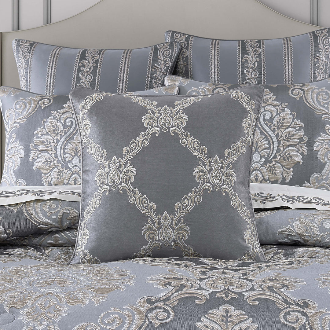 Krista Powder Blue Square Embellished Decorative Throw Pillow 20" x 20" Throw Pillows By J. Queen New York