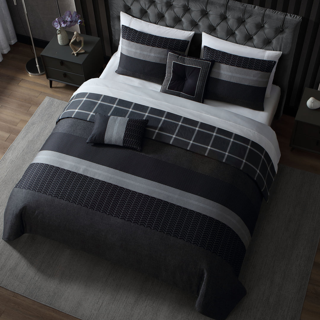 Bebejan Kyle Black 3 Piece Reversible Duvet Cover Set Duvet Covers By Linen Chest