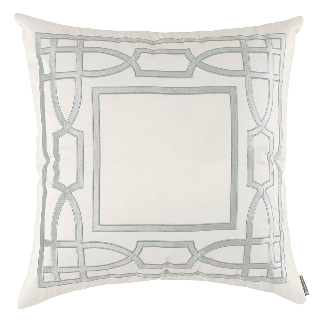 Trey Ivory/Aquamarine Border Euro Decorative Throw Pillow 28" x 28" Throw Pillows By Lili Alessandra