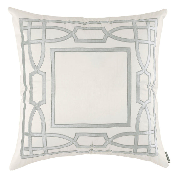 Trey Ivory/Aquamarine Border Euro Decorative Throw Pillow 28" x 28" Throw Pillows By Lili Alessandra