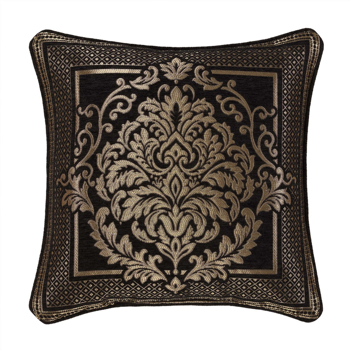 Laurenza Black Square Decorative Throw Pillow 20" x 20" Throw Pillows By J. Queen New York