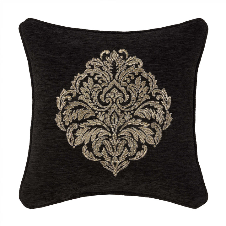 Laurenza Black Square Embellished Decorative Throw Pillow 18" x 18" Throw Pillows By J. Queen New York