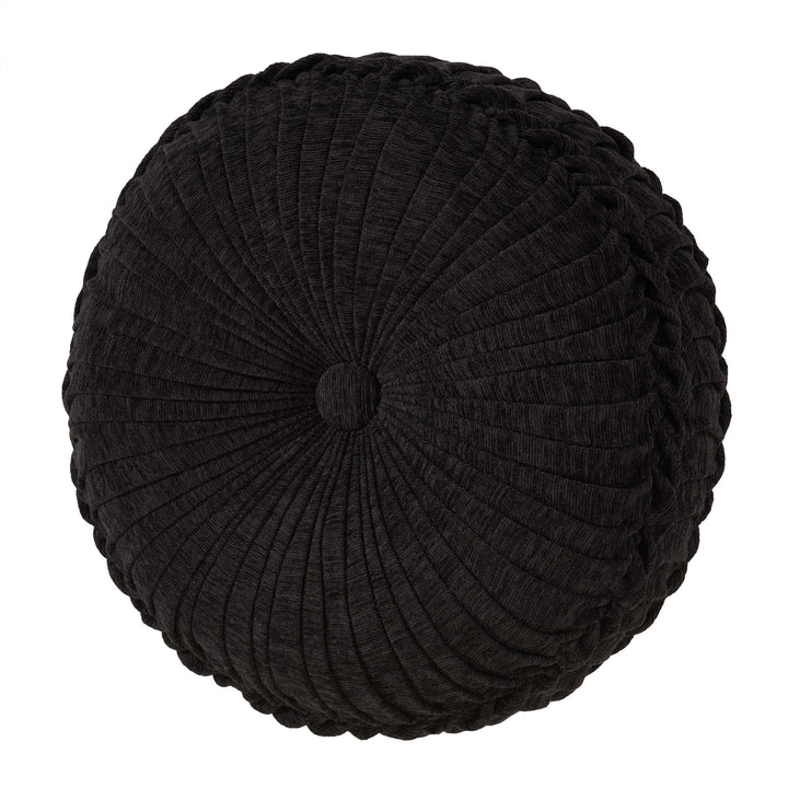 Laurenza Black Tufted Round Decorative Throw Pillow 15" x 15" Throw Pillows By J. Queen New York