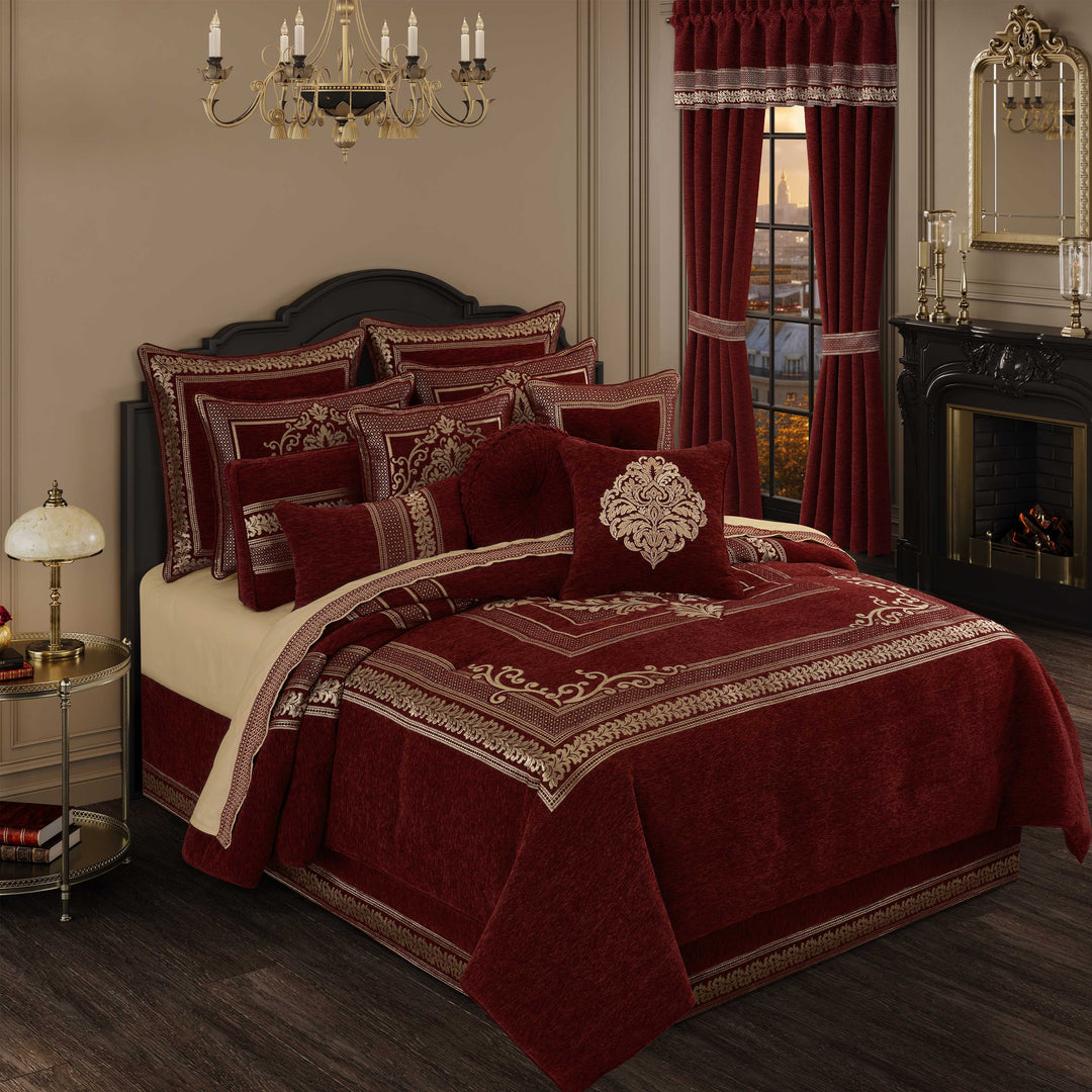 Laurenza Crimson 4 Piece Comforter Set Comforter Sets By J. Queen New York