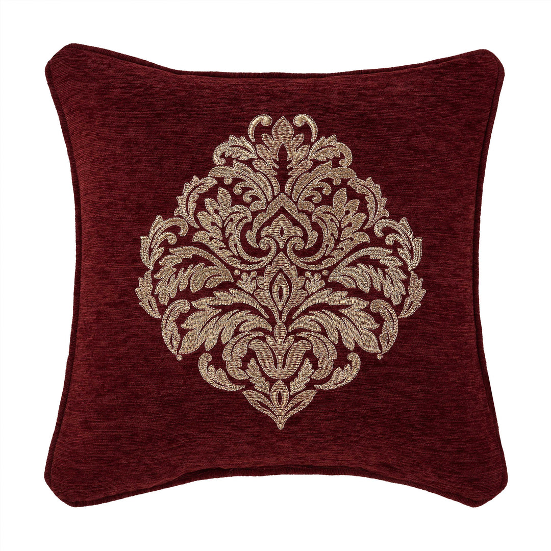 Laurenza Crimson Square Embellished Decorative Throw Pillow 18" x 18" Throw Pillows By J. Queen New York