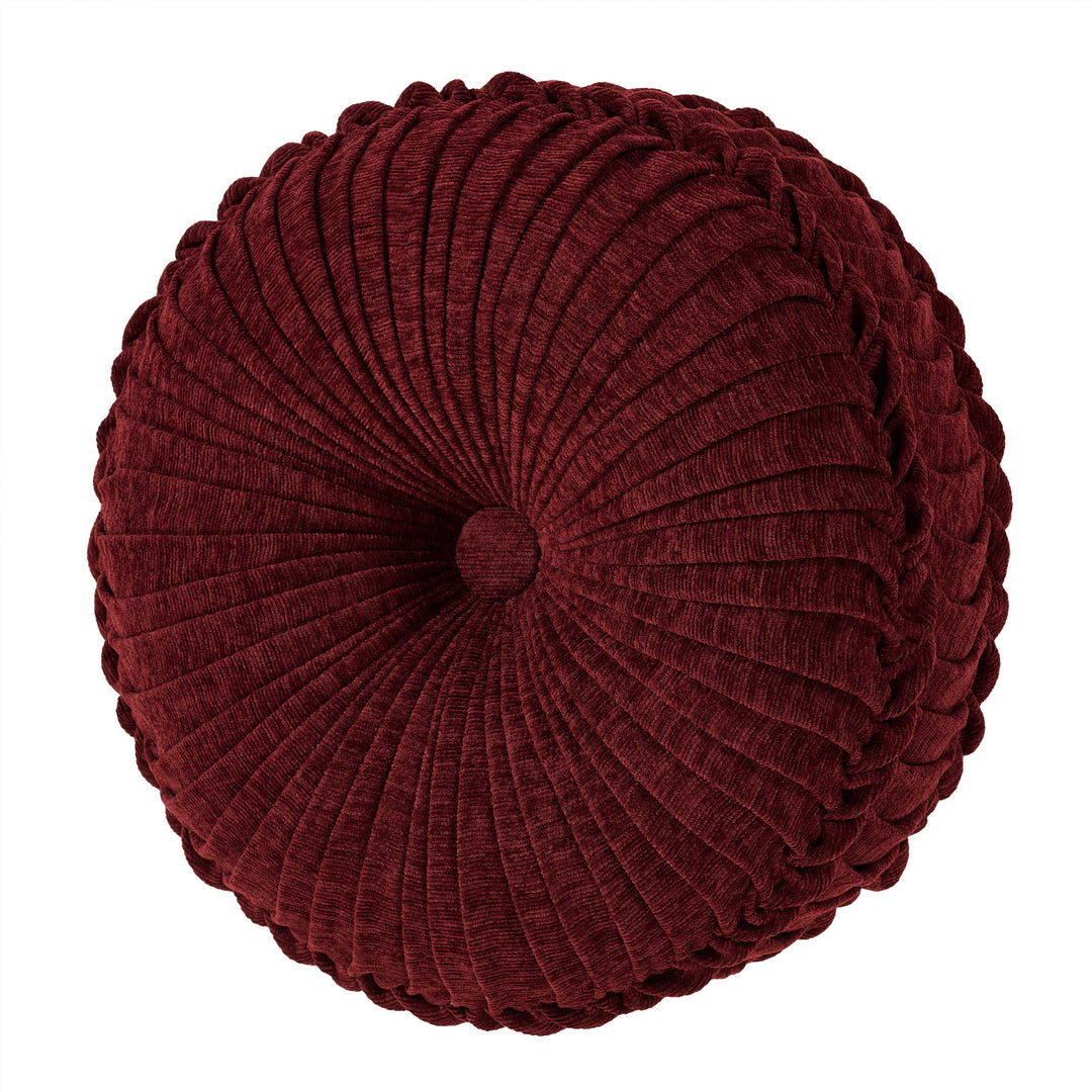 Laurenza Crimson Tufted Round Decorative Throw Pillow 15" x 15" Throw Pillows By J. Queen New York