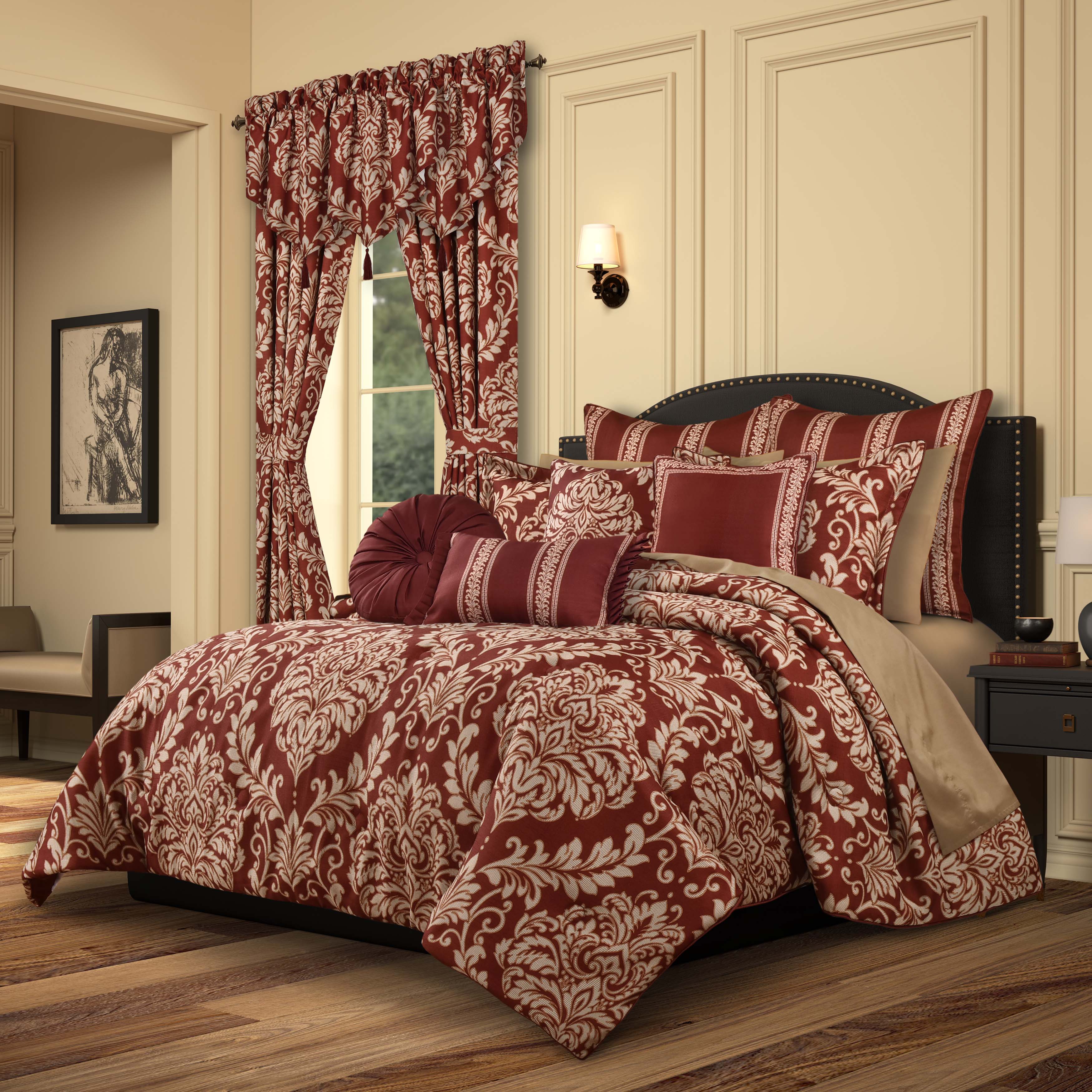 9 Piece King Duvet Set 100% Cotton online - Red