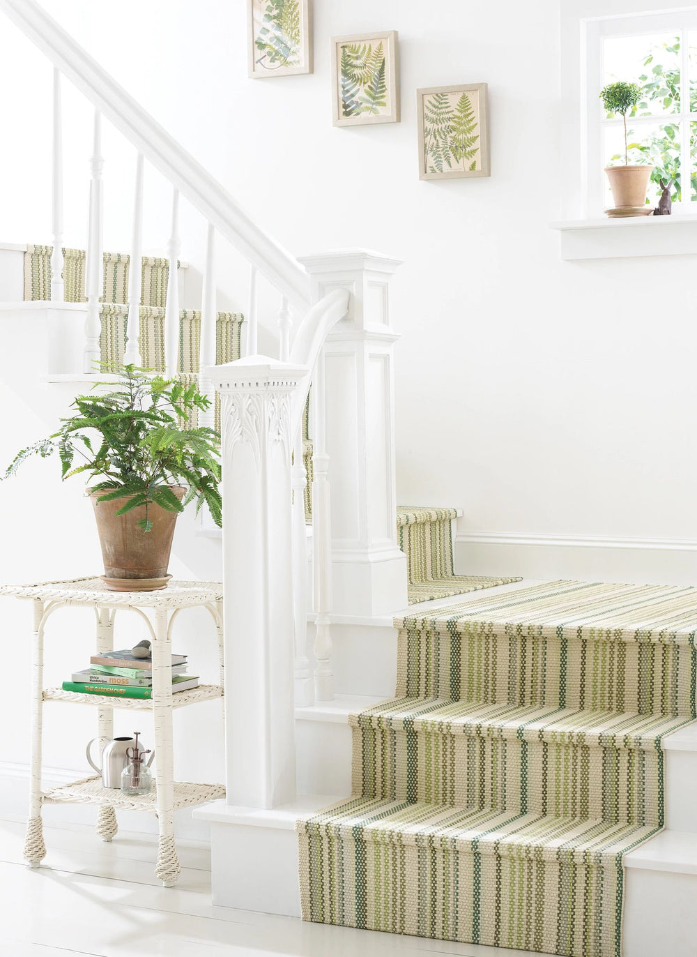 Oslo Stripe Green Handwoven Cotton Rug Rug By Annie Selke