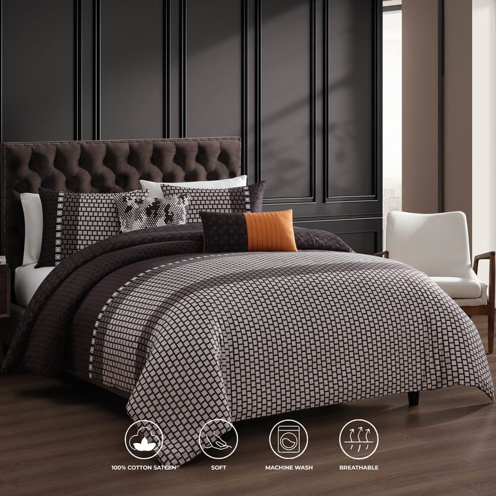 Linear Luxe 5 Piece Reversible Comforter Set Comforter Sets By Latest Bedding