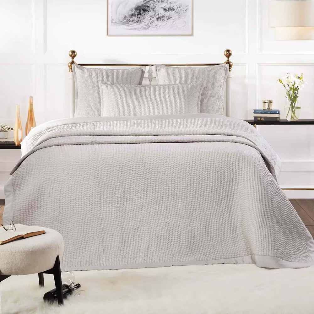Lucy Pick Stitch Silk Coverlet Coverlet By Orchids Lux Home
