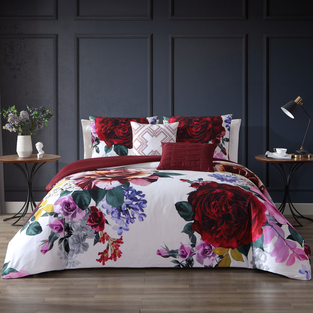 Bebejan Magenta Floral 5 Piece Reversible Comforter Set Comforter Sets By Bebejan®