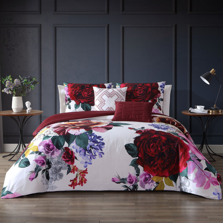Bebejan Magenta Floral 5 Piece Reversible Comforter Set Comforter Sets By Bebejan®