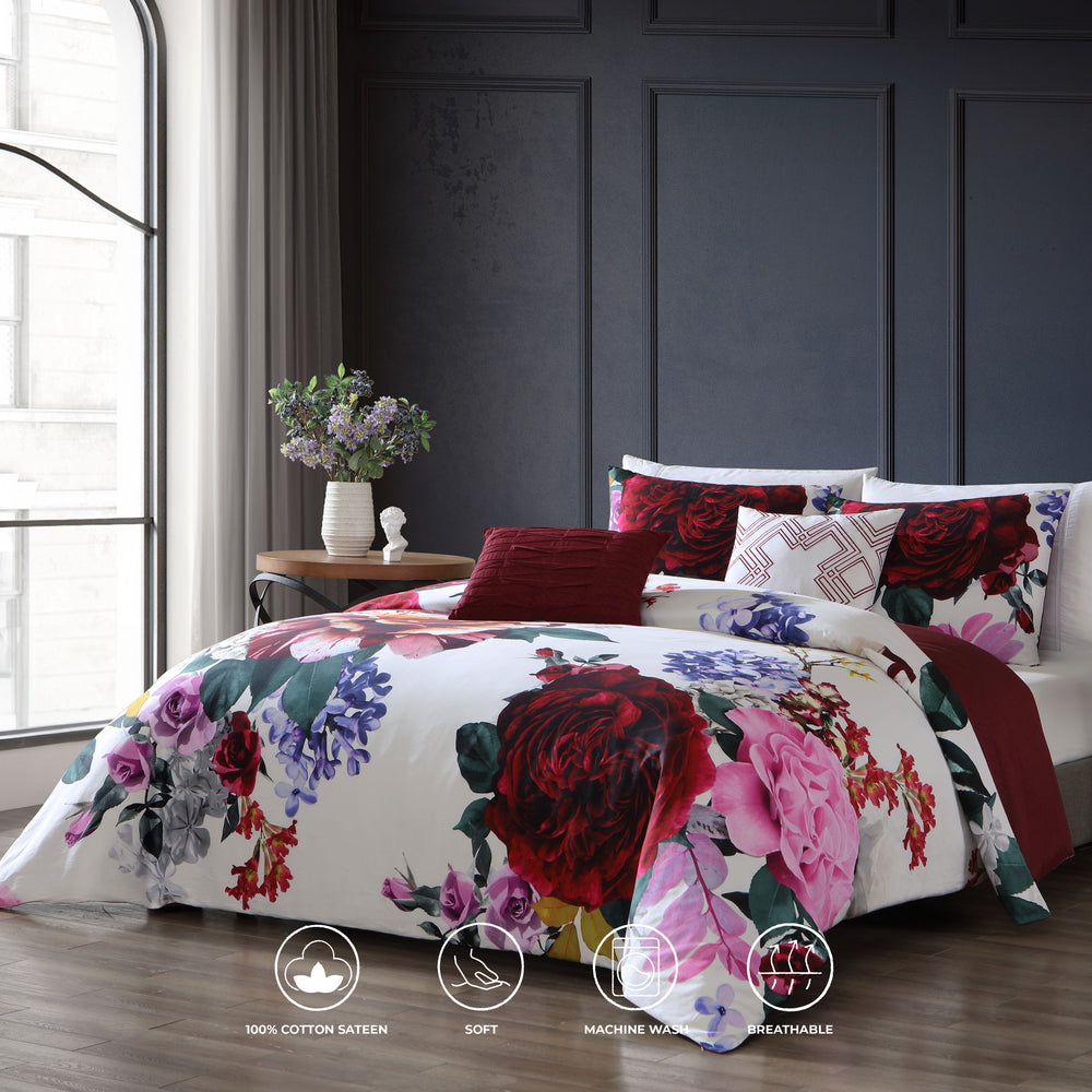 Bebejan Magenta Floral 5 Piece Reversible Comforter Set Comforter Sets By Bebejan®