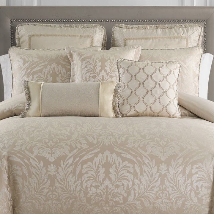 Magurie Taupe & Silver Jacquard 6 Piece Comforter Set Comforter Sets By Waterford