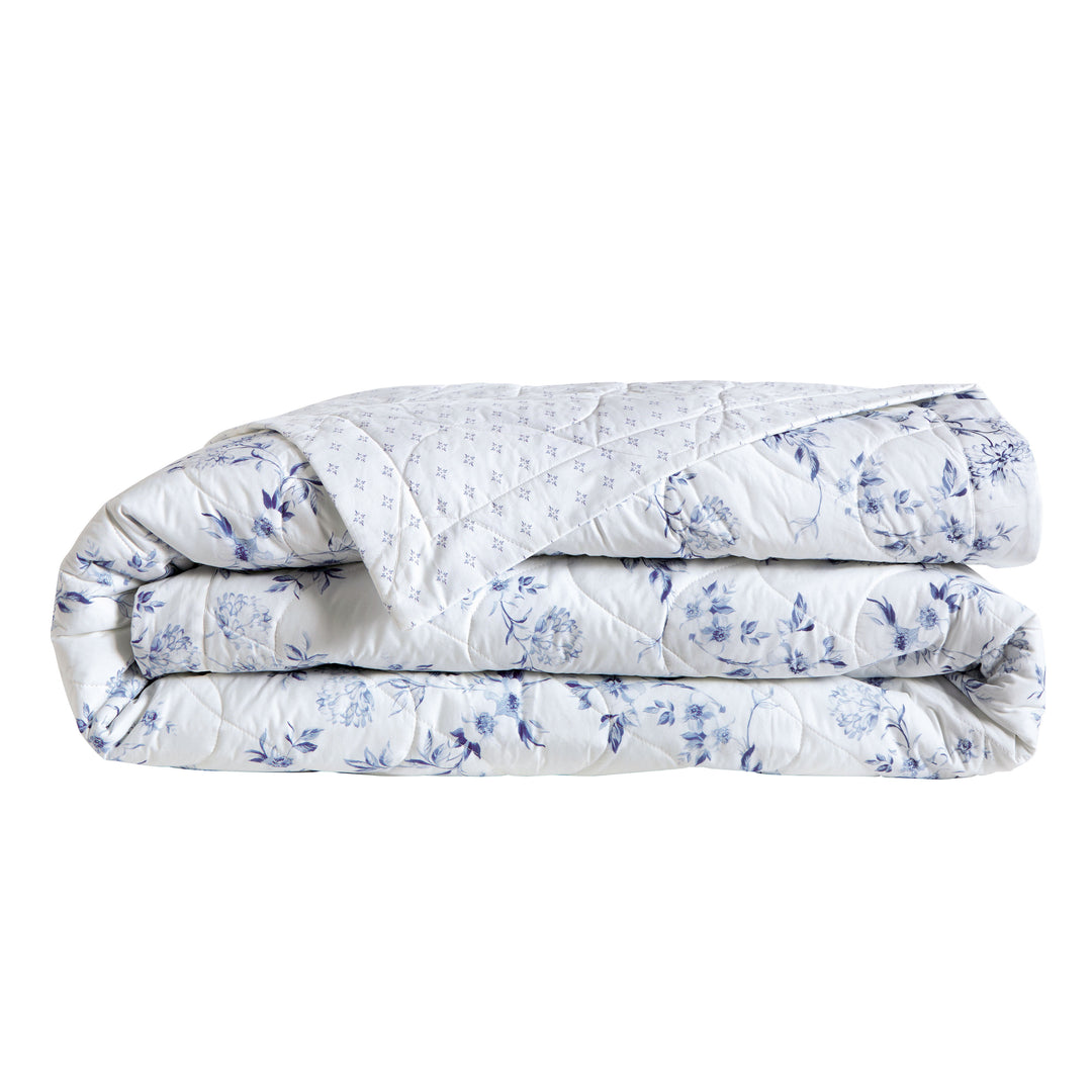 Malacca Blue on White Coverlet Coverlet By Anne de Solène