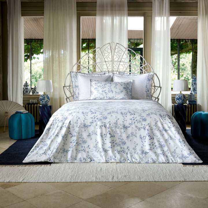 Malacca Blue on White Duvet Cover Duvet Covers By Anne de Solène
