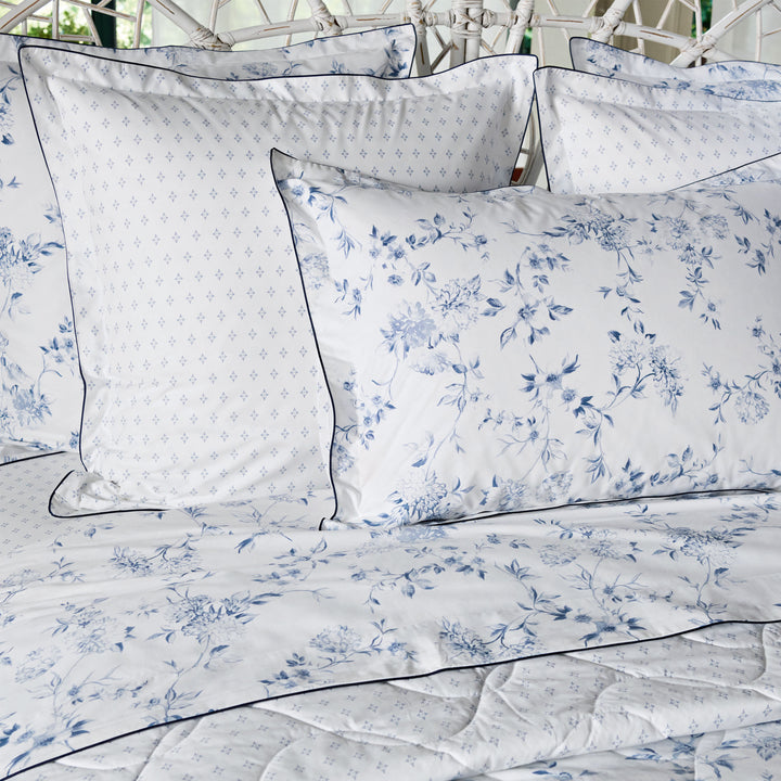 Malacca Blue on White Flat Sheet Flat Sheet By Anne de Solène
